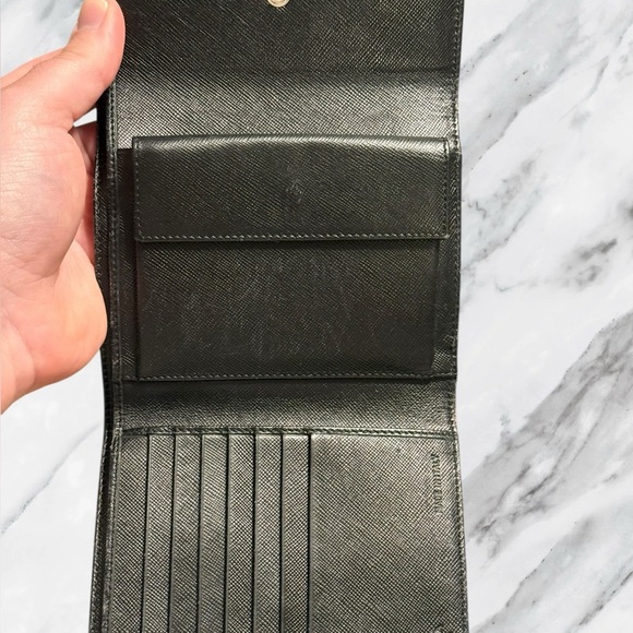 Prada Tessuto Dark Red Nylon Compact Trifold Wallet Authentic Vintage - Picture 5 of 11